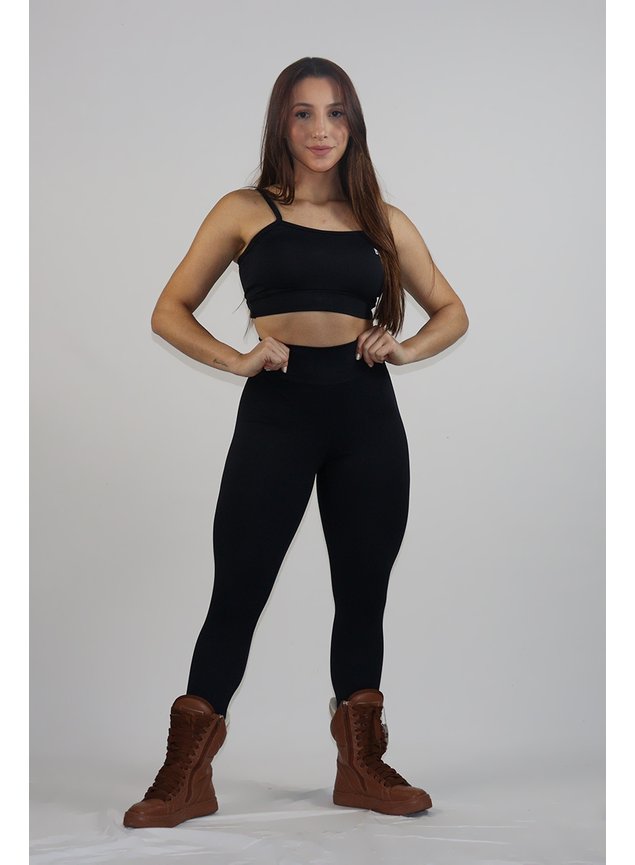 Legging Fitness Cor Preta Jacquard Hortênsia